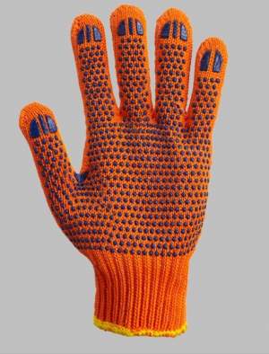 Перчатки х/б оранжевые, односторонние (упак. 10 пар) 1077