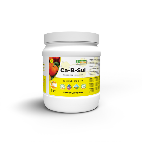 Удобрение GroGreen гель Ca-B-SUL (Кальций-24%/Бор-2,5%-Сера-31%+ТЕ) 1кг Удобрение GroGreen гель Ca-B-SUL (Кальций-24%/Бор-2,5%-Сера-31%+ТЕ) 1кг