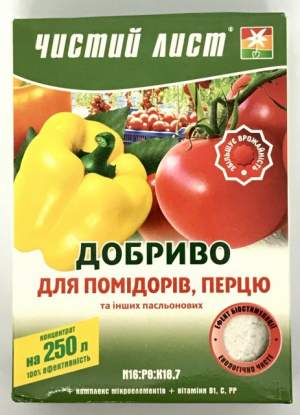 Удобрение Чистый Лист для помидоров и перца 300г. (Kvitofor)