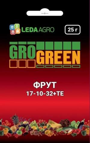 Удобрение ГроГрин Фрут (GroGreen) NPK 17-10-32, 25г