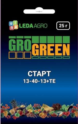 Удобрение GroGreen  Старт  NPK 13-40-13, 25г