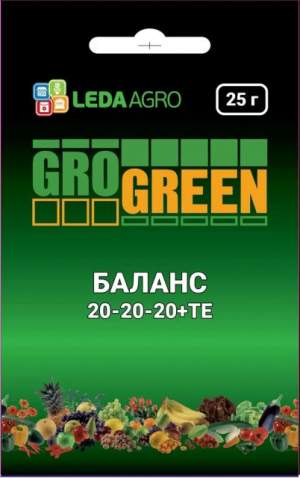 Удобрение GroGreen  Баланс  NPK 20-20-20, 25г