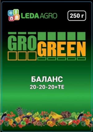 Удобрение GroGreen  Баланс  NPK 20-20-20, 250г