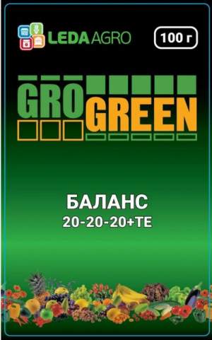 Удобрение GroGreen  Баланс  NPK 20-20-20, 100г