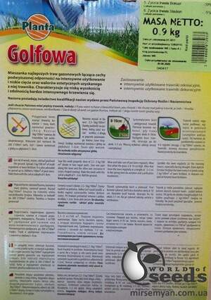 Трава газонная "Гольф" 0,9 кг TM Planta Трава газонная "Гольф" 0,9 кг TM Planta