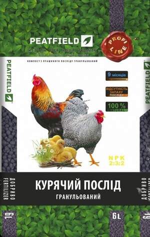 Компост из куриного помета гранулей. 6л Peatfield