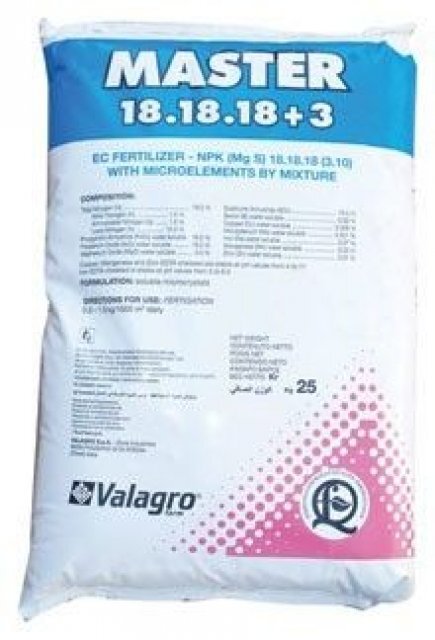 Добриво водорозчинне МАЙСТЕР NPK 18-18-18+3 (Valagro) Добриво водорозчинне МАЙСТЕР NPK 18-18-18+3 (Valagro)