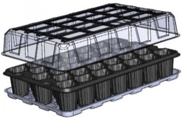Тепличка для розсади (піддон+касета+кришка) на 33 ячейки Тепличка для розсади (піддон+касета+кришка) на 33 ячейки