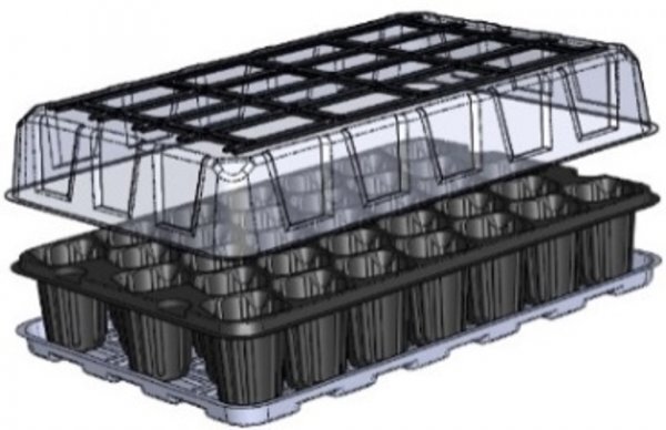 Тепличка для розсади (піддон + касета + кришка) на 40 осередків Тепличка для розсади (піддон + касета + кришка) на 40 осередків
