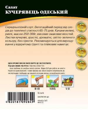 Насіння салату "Кудрявець Одеський" 10 г. WoS