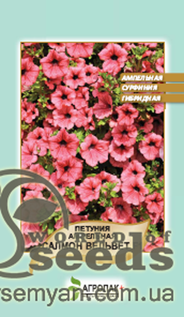 Петунія гібридна ампельна каскадна "Салмон Вельвет" F1 5 насіння А Петунія гібридна ампельна каскадна "Салмон Вельвет" F1 5 насіння А