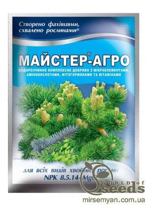 Комплексне мінеральне добриво для хвойних Мастер-Агро, 8-5-14+MgO, 25г Комплексне мінеральне добриво для хвойних Мастер-Агро, 8-5-14+MgO, 25г