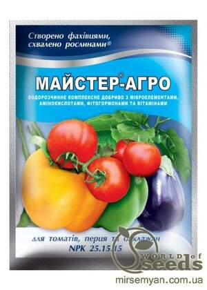 Добриво для томатів, перцю, баклажанів NPK 25-15-15 Майстер-Агро, 100 г