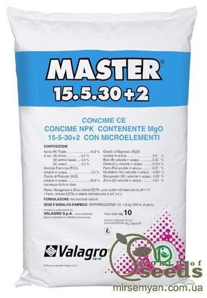 МАЙСТЕР/MASTER NPK 15.5.30+2 Valagro 25кг