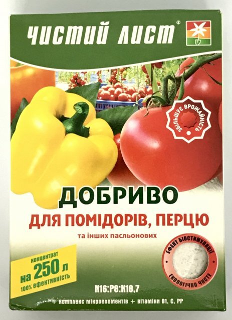 Добриво Чистий Лист для томатів та перцю 300г. (Kvitofor) Добриво Чистий Лист для томатів та перцю 300г. (Kvitofor)