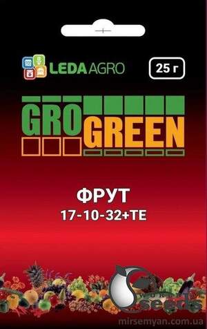 Добрива ГроГрін (GroGreen) Фрут NPK 17-10-32+ТЕ 25 г.