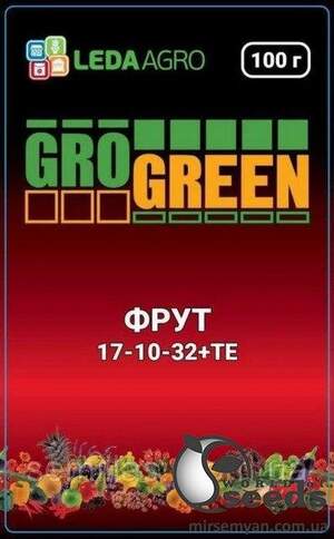 Добрива Грогрін (GroGreen) Фрут NPK 17-10-32+ТЕ 100 г (Бельгія)