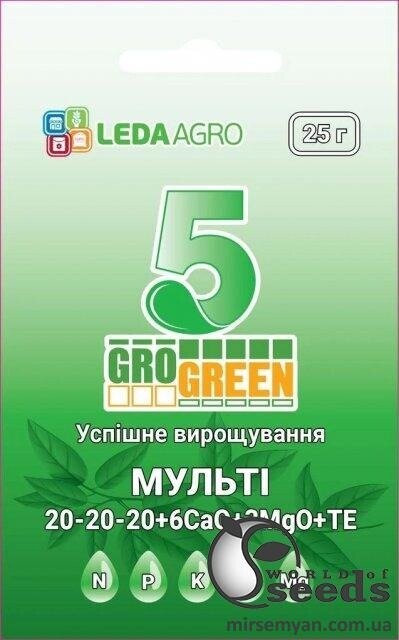 Добрива ГроГрін (GroGreen) Мульти 5, гель 20-20-20+6Ca+3MqO+TE 25 г. Добрива ГроГрін (GroGreen) Мульти 5, гель 20-20-20+6Ca+3MqO+TE 25 г.