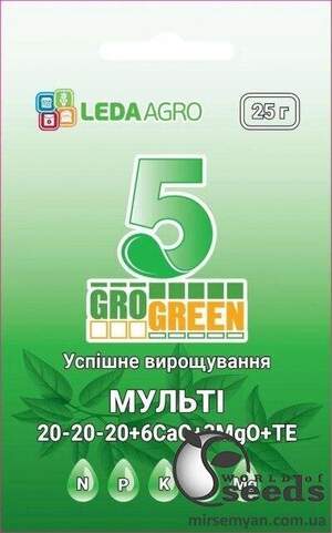 Добрива ГроГрін (GroGreen) Мульти 5, гель 20-20-20+6Ca+3MqO+TE 25 г.