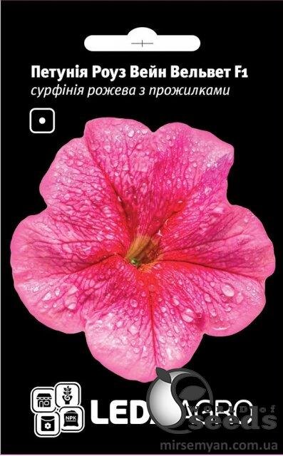 Петунія Роуз Вейн Вельвет F1, сурфінія рожева з прожилками 5 семена Л Петунія Роуз Вейн Вельвет F1, сурфінія рожева з прожилками 5 семена Л