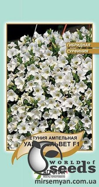 Петунія ампельна, сурфінія Уайт Вельвет F1-5 насіння, А Петунія ампельна, сурфінія Уайт Вельвет F1-5 насіння, А