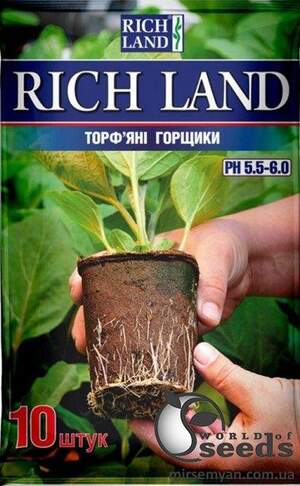 Торф'яні горщики RICH LAND 8*8 см квад. 10 штук