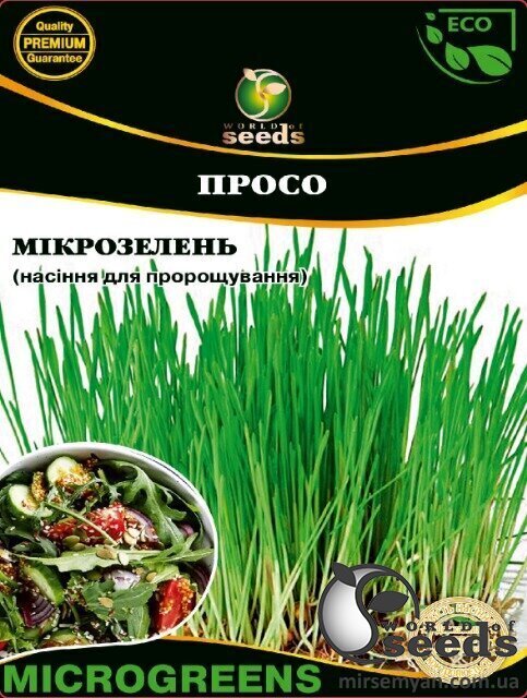Насіння Мікрозелень Просо, Мікрогрін 100г WoS Насіння Мікрозелень Просо, Мікрогрін 100г WoS