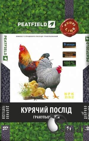 Компостований курячий послід гранульований, 6 л, Peatfield