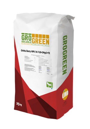 Удобрение ГроГрин (GroGreen)  Гринта Берри NPK 14-7-26 + 3Mg + TE, 25 кг