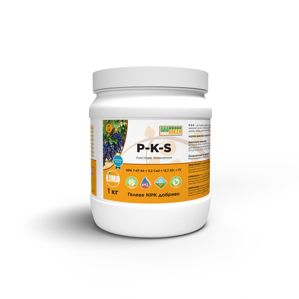 Добрива ГроГрін Гель P-K-S 7-47-44+4.5 CaO+13.7SO3+TE (GroGreen) 1 кг Добрива ГроГрін Гель P-K-S 7-47-44+4.5 CaO+13.7SO3+TE (GroGreen) 1 кг