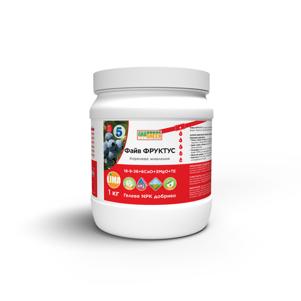 Добрива ГроГрін гель Мульти FIVE (GroGreen) 18-9-36+6СаО+3MgO+TE, 1кг. Добрива ГроГрін гель Мульти FIVE (GroGreen) 18-9-36+6СаО+3MgO+TE, 1кг.