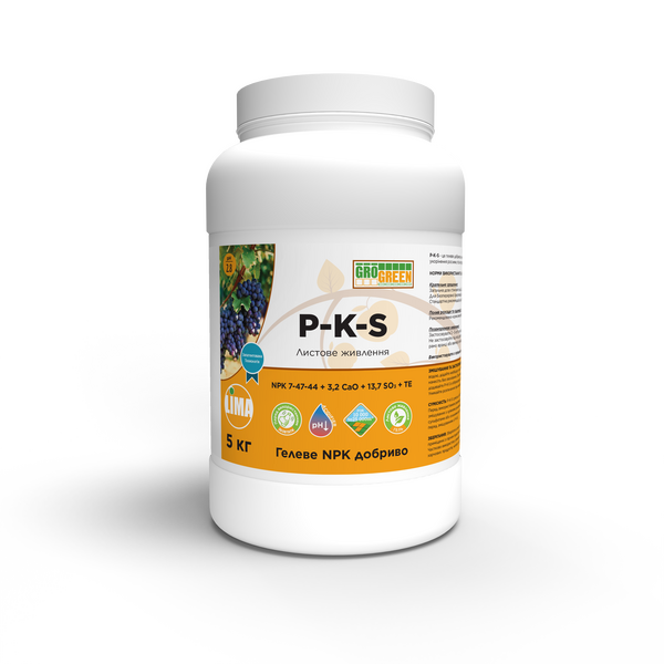 Добрива ГроГрін Гель P-K-S 7-47-44+4.5 CaO+13.7SO3+TE (GroGreen) 5 кг Добрива ГроГрін Гель P-K-S 7-47-44+4.5 CaO+13.7SO3+TE (GroGreen) 5 кг
